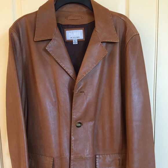 COPY - Beautiful Light Leather Sport Coat Size L - Picture 1 of 3